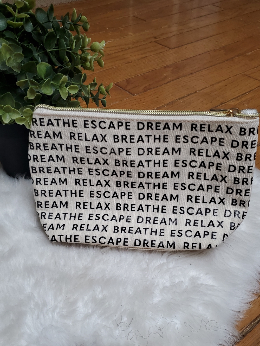Ruby + Cash Canvas Zip Toiletries Pouch in Cream Escape Dream Relax Print